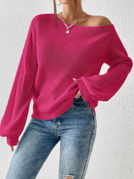 Essnce Solid Asymmetrical Neck Sweater