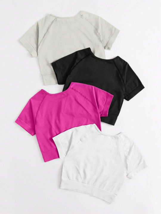 Yoga Basic 4pcs Solid Raglan Sleeve Sports Tee