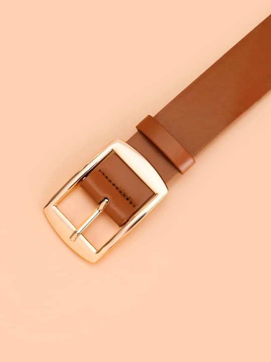 1pc Fashionable Large Gold Sun Buckle Decor All Match Women's Daily Wear Belt Casual