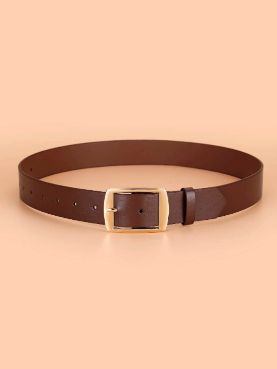 1pc Big Gold-Tone Sun Shaped Buckle Fashionable Daily Use Women's Belt Casual