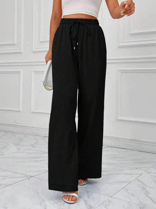 Essnce Drawstring Waist Wide Leg Pants