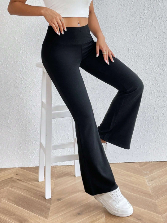 PETITE Solid Flare Leg Pants