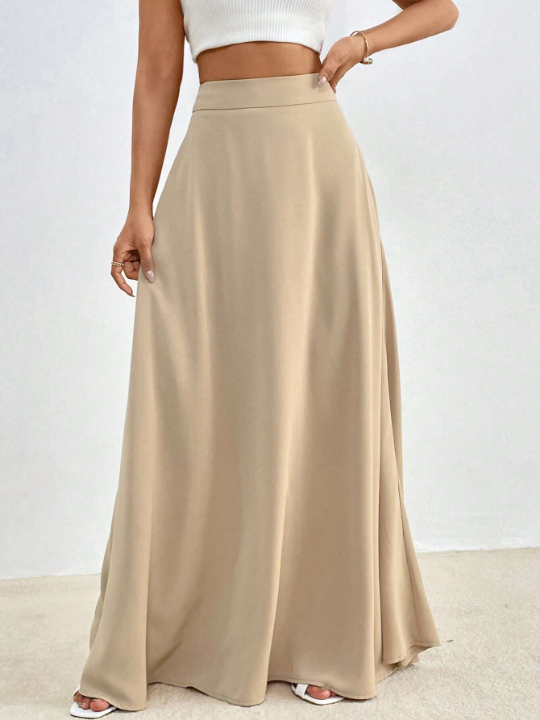 Essnce Solid High Waist Maxi Skirt