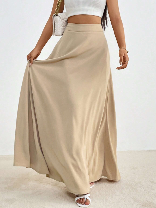 Essnce Solid High Waist Maxi Skirt