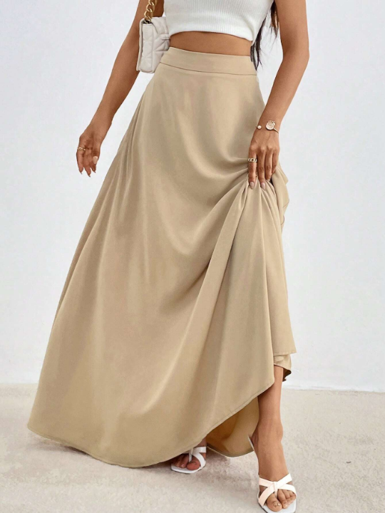 Essnce Solid High Waist Maxi Skirt