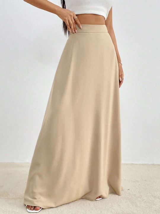 Essnce Solid High Waist Maxi Skirt