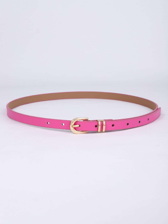 Women's Square Buckle Pu Belt For Dress, Fashionable Thin Waist Belt For Daily Use