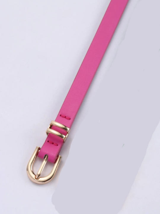 Women's Square Buckle Pu Belt For Dress, Fashionable Thin Waist Belt For Daily Use