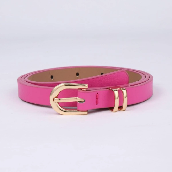 Women's Square Buckle Pu Belt For Dress, Fashionable Thin Waist Belt For Daily Use