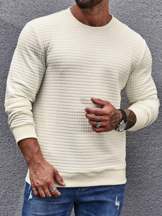 Manfinity Homme Men Solid Round Neck Sweatshirt