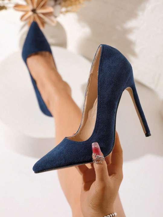 Solid Color High Heel Pumps For Evening Party, Fashionable And Slimming Design