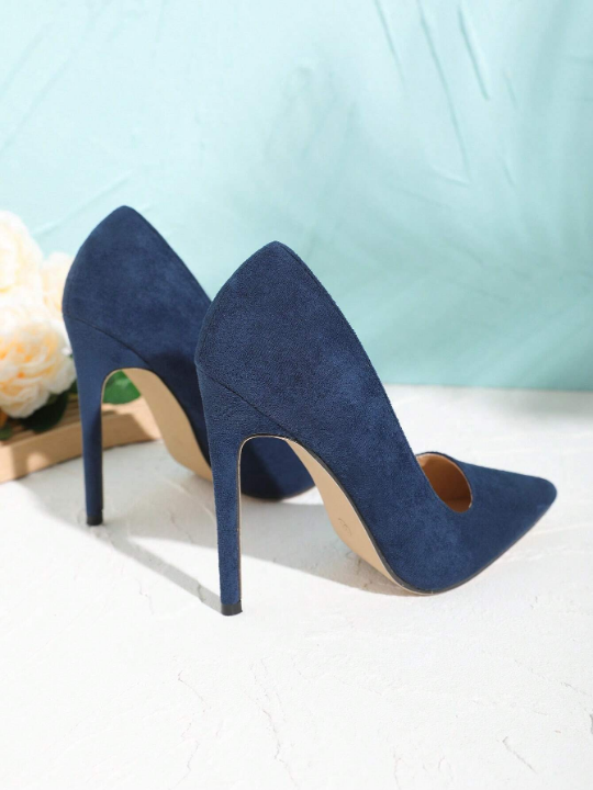 Solid Color High Heel Pumps For Evening Party, Fashionable And Slimming Design