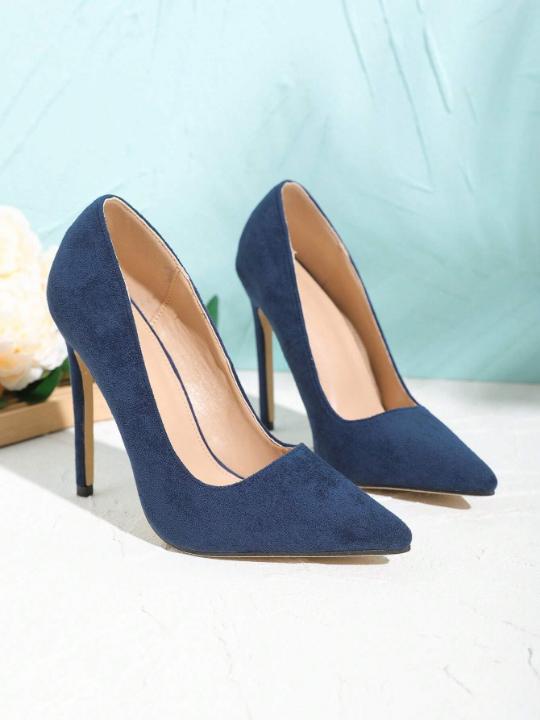 Solid Color High Heel Pumps For Evening Party, Fashionable And Slimming Design