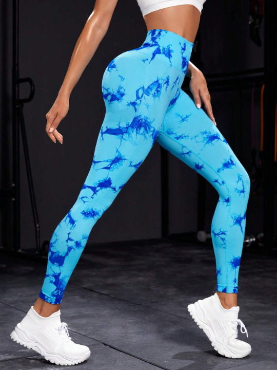 Yoga Trendy Tie Dye Tummy Control Sports Leggings