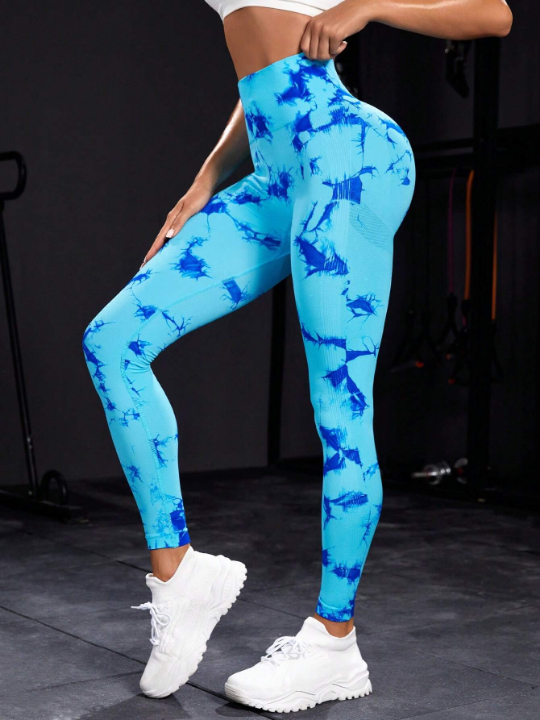 Yoga Trendy Tie Dye Tummy Control Sports Leggings