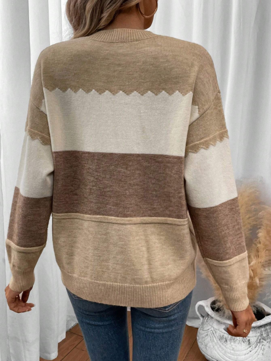 LUNE Color Block Drop Shoulder Sweater