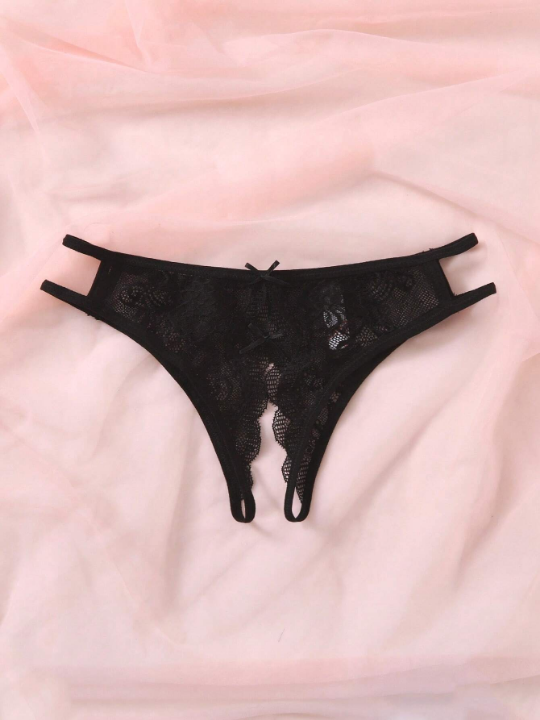 Classic Sexy Floral Lace Crotchless Panty