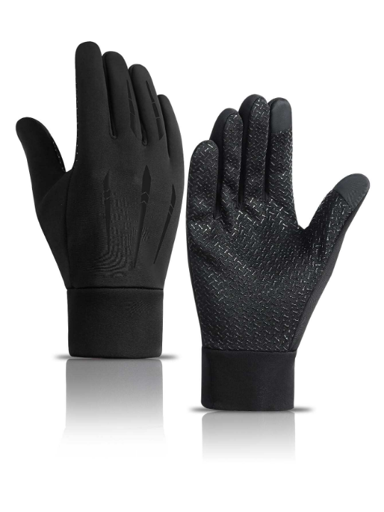 1pair Windproof Waterproof Fleece Lined Winter Motorcycle Riding Gloves For Men, Full Finger With Touchscreen Function