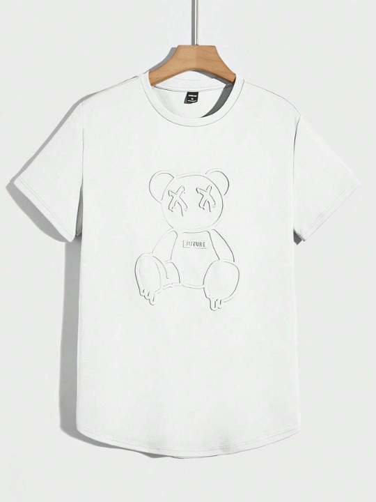 Manfinity Hypemode Men Bear & Letter Embossed Tee