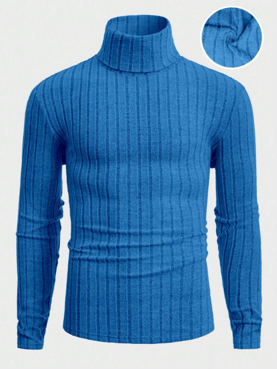 Manfinity Homme Men High Neck Ribbed Knit Tee
