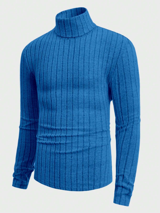 Manfinity Homme Men High Neck Ribbed Knit Tee