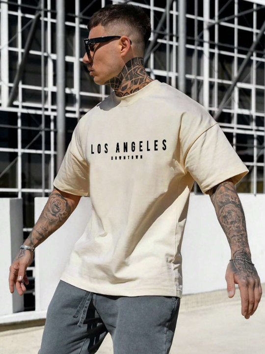 Men Letter Graphic Drop Shoulder Tee