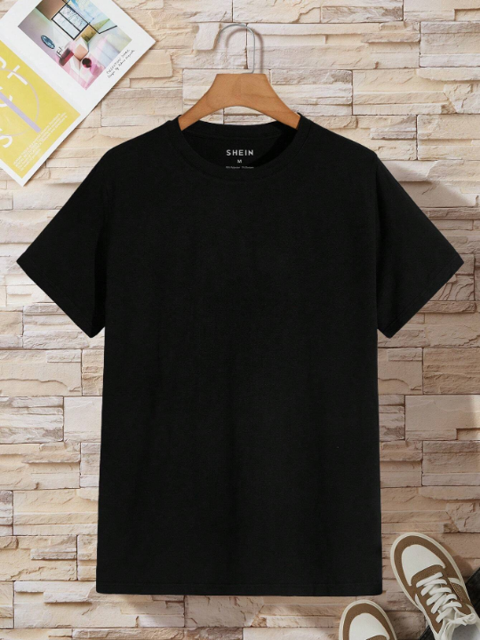 Men Solid Round Neck Tee