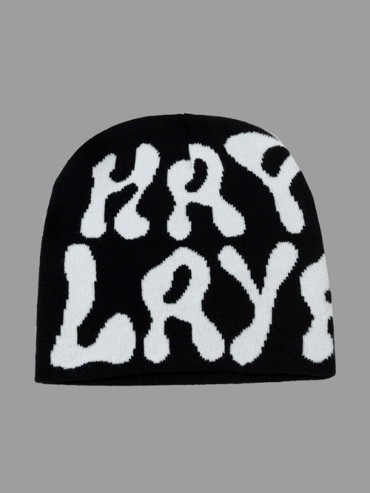 1pc Men's Y2k Alphabet Jacquard Knit Hat Suitable For Daily Wear