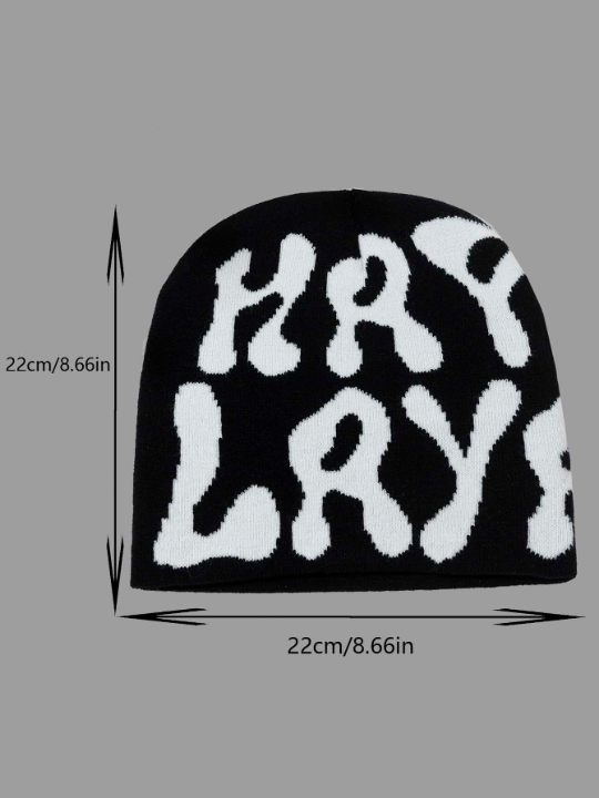 1pc Men's Y2k Alphabet Jacquard Knit Hat Suitable For Daily Wear