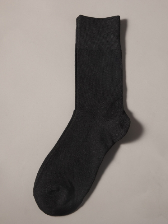 5pairs Men's Solid Color Business Mid-calf Socks