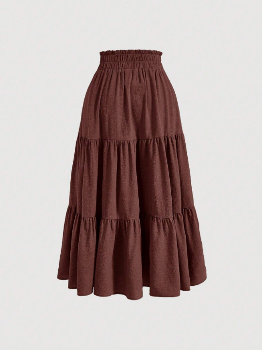 MOD Paperbag Waist Ruffle Hem Knot Front Skirt