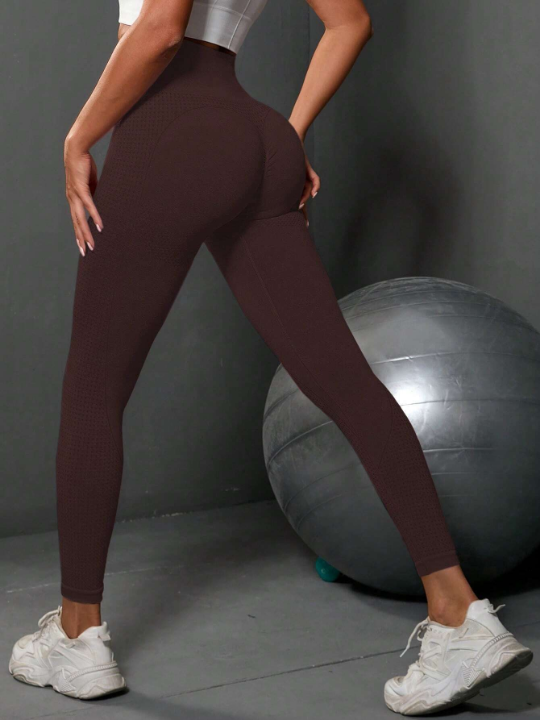 Yoga Basic Solid Wideband Waist Sports Leggings