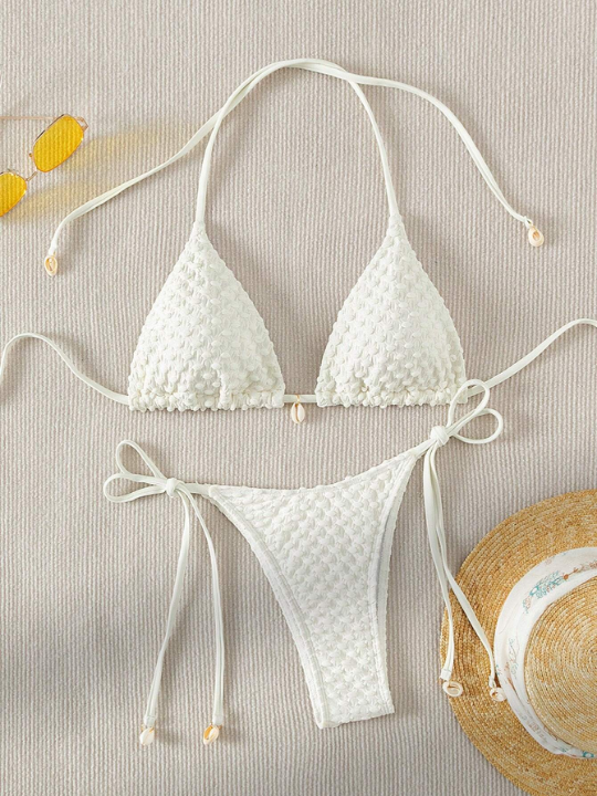 Swim Basics Halter Triangle Tie Side Bikini Swimsuit