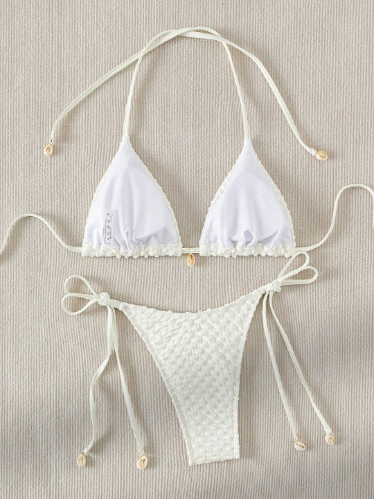 Swim Basics Halter Triangle Tie Side Bikini Swimsuit