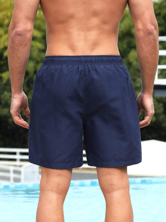 Manfinity Swimmode Men Solid Drawstring Waist Swim Trunks