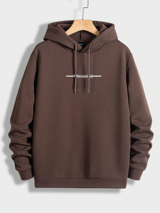 Manfinity Hypemode Men Letter Graphic Drawstring Thermal Lined Hoodie