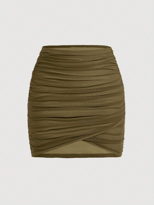 MOD Solid Ruched Wrap Skirt