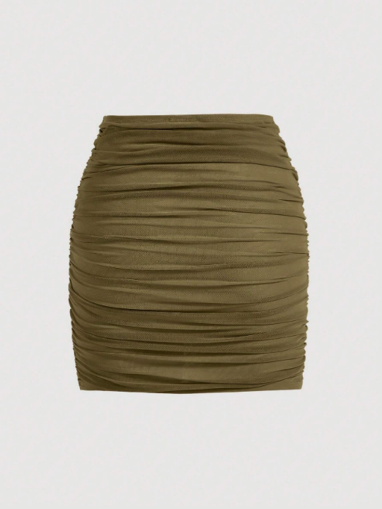 MOD Solid Ruched Wrap Skirt