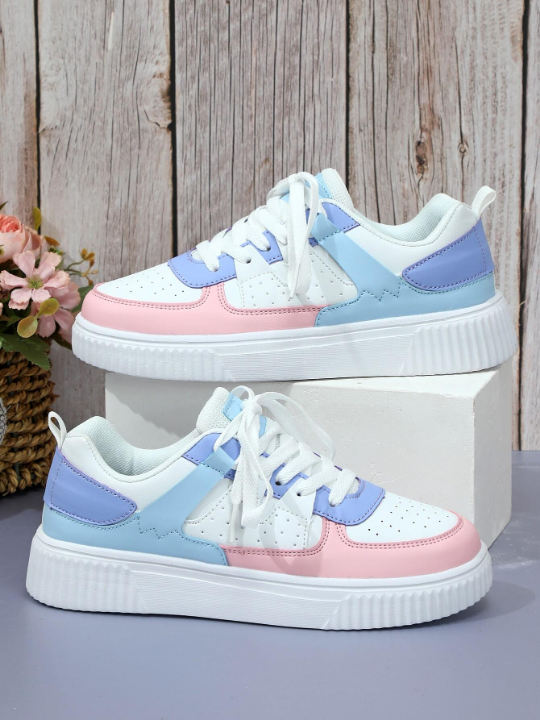 White/pink/blue Multicolor Fashionable Breathable Comfortable Casual Lightweight Dopamine Men's Commuting Flat Walking Shoes