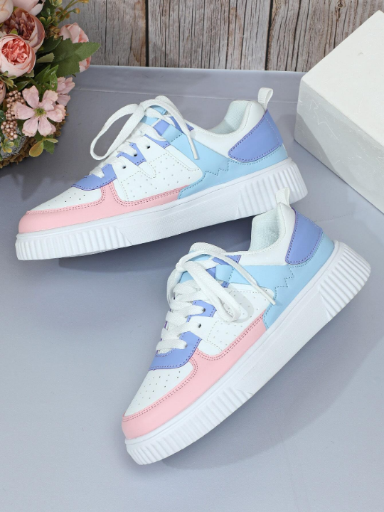 White/pink/blue Multicolor Fashionable Breathable Comfortable Casual Lightweight Dopamine Men's Commuting Flat Walking Shoes