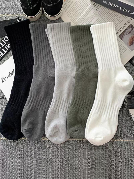 5 Pairs Women's Spring & Autumn New Casual Crew Socks Couples Crew Socks