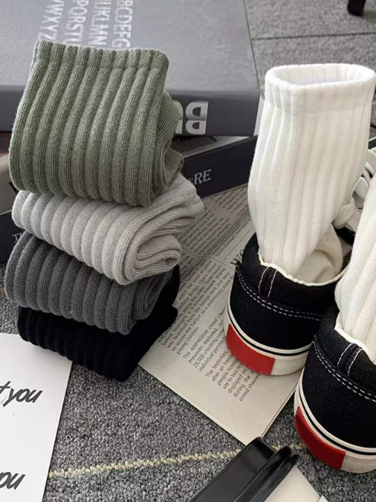 5 Pairs Women's Spring & Autumn New Casual Crew Socks Couples Crew Socks