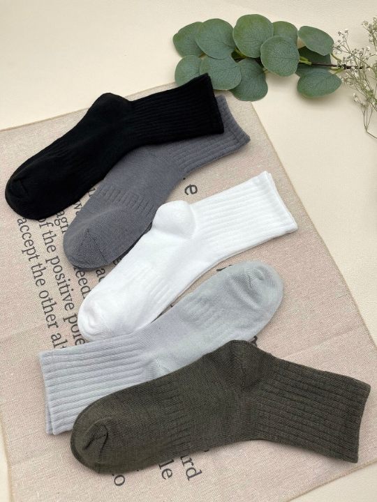 5 Pairs Women's Spring & Autumn New Casual Crew Socks Couples Crew Socks