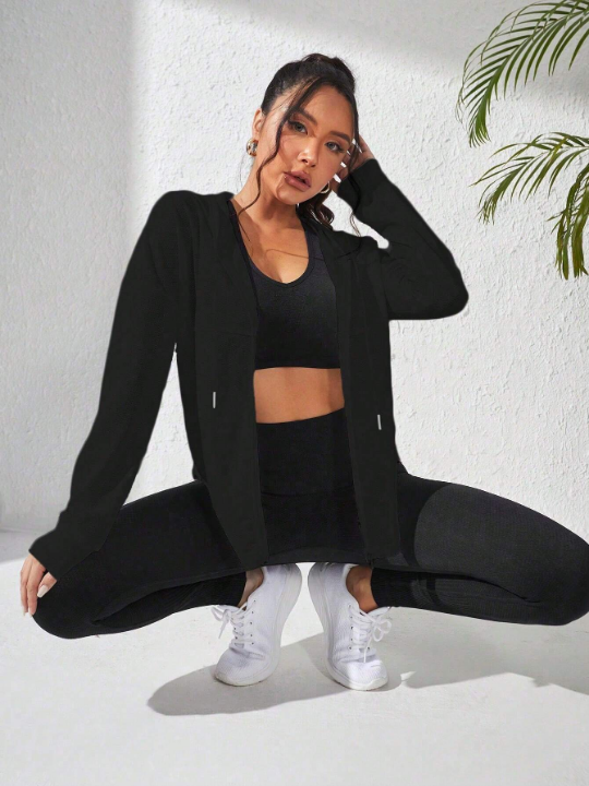 Yoga Basic Zip Up Hooded Sports Jacket