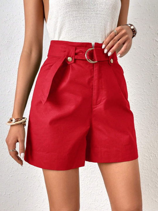 Frenchy High Waist Belted Shorts