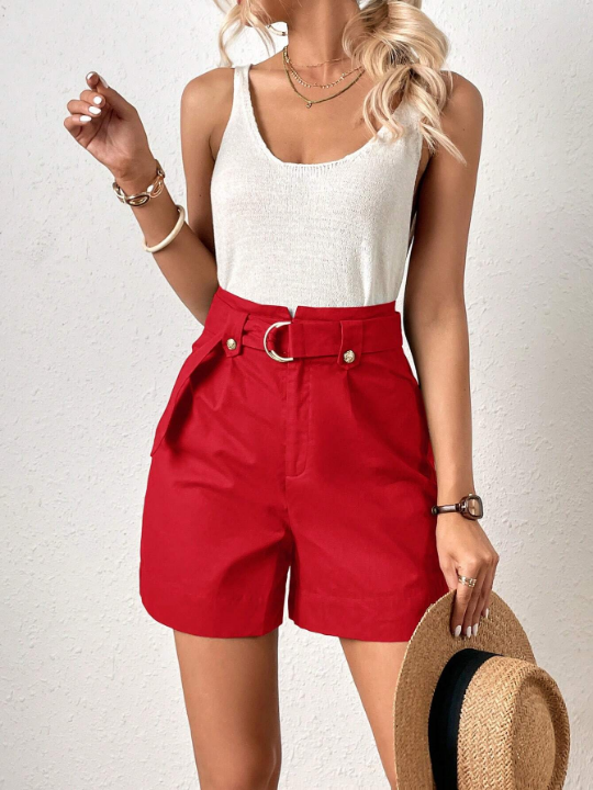 Frenchy High Waist Belted Shorts