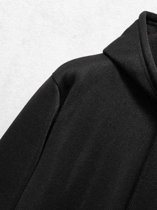 Men Bear And Letter Graphic Drawstring Hoodie