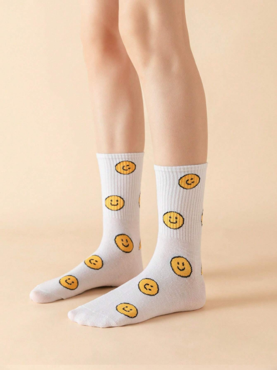 JORD.DESIGNS 3pairs Fashionable Mid-calf Socks With Letter Pattern