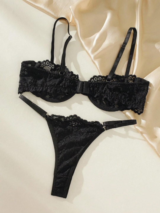 Classic Sexy Floral Lace Underwire Lingerie Set