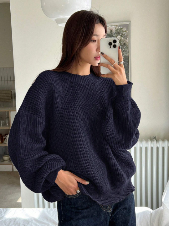 DAZY Solid Drop Shoulder Sweater